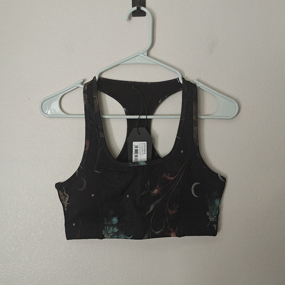 Disturbia Rosanella Floral Fairy Print Racerback Athleisure Sports Bra - Picture 2 of 9